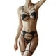 thumbnail image 1 of Gibobby Conjunto Lencería Tanga Y Bralette Ropa Interior Divertida para Mujer, Escote En V Profundo, Encaje Sexy, Vestido Transparente, Vestido para Conjuntos De Lencería(Negro, Talla única), 1 of 5
