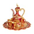 thumbnail image 4 of Juego de cafetera turca de metal, juego de té de lujo, bandeja de té, tetera con tazas y bandeja para la decoración del hogar, dormitorio y sala de, 4 of 10