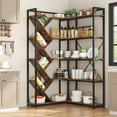 thumbnail image 3 of Casendy 5-Tire L-Shape Bookcase, Large Corner Bookshelf with Y-Shape Bookcase, Modern Metal Frame Display Shelf for Home Office, Living Room, White, 3 of 9
