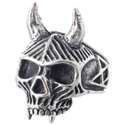 ZMY Home Stainless Steel Skull Ring Hellish Demon Skull with Horns and Vampire Fangs 8