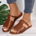 thumbnail image 2 of DeHolifer Women's Cut Out Slide Sandals Trendy Faux Leather Flat Slide Sandals,Lightweight Slip On Outdoor Shoes, 2 of 8