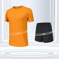 thumbnail image 6 of Stamzod Mens Track Suits 2 Piece Set Summer Solid Color Short Sleeve Shirts and Shorts Casual Activewear Plus Size Athletic Workout Running Short Sets for Men Orange B M, 6 of 6