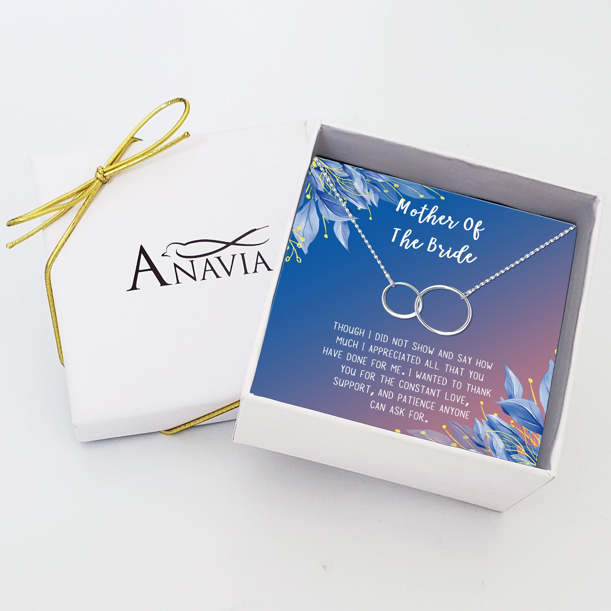 Mother of the Bride Mother's Day Gift, Jewelry Gift for Mother in Law, Necklace and Card Gift Set, Gift for Mom, Gift for Her, Jewelry for Mom [Silver Infinity Ring,Blue-Orange Gradient]