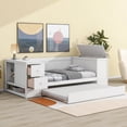thumbnail image 3 of Tcbosik Twin Size Wooden Daybed with Storage Arms, Trundle and Charging Station, White, 3 of 10