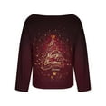thumbnail image 6 of Lcziwo Boho Christmas Pullover for Women Oversized Vintage Graphic Print Sweater Casual Fashion Long Sleeve Tops Boat Neck Western Knitted Pullover Red,L, 6 of 6