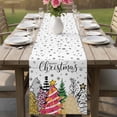 thumbnail image 5 of Christmas Tree Table Runner 90 Inches, Xmas Tree Snowflake Pink Green Black Bed Runner Dresser Scarves Tabletop for Indoor Outdoor Parties/Ceremony/Banquet, 13" x 90", 5 of 8