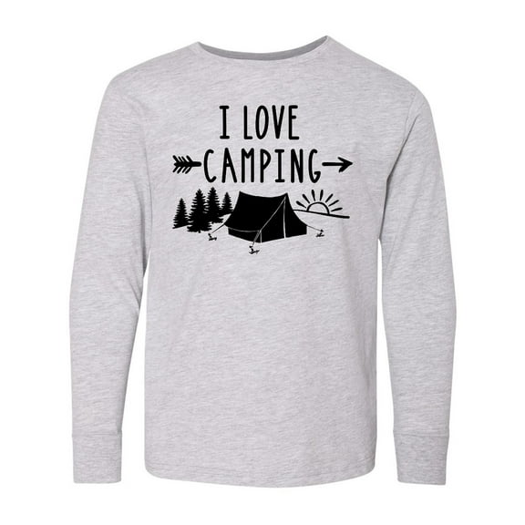 Inktastic I Love Camping- Tent and Trees Long Sleeve Youth T-Shirt