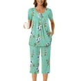 thumbnail image 6 of Njagoc3 Women's Short Sleeve Floral Print Pajama Set - Patterned, Casual Style, Summer & Sleep Wear, 6 of 6
