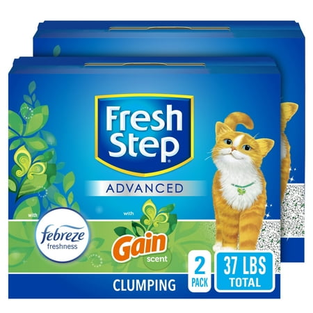 Fresh Step Advanced Clumping Cat Litter  Gain Scent  99.9% Dust-Free  2 Pack of 18.5 lb Boxes