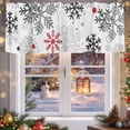 thumbnail image 5 of Red Black Grey Snowflakes Valances for Windows, 42 x 18in, Winter Christmas Snowflakes Rod Pocket Kitchen Valance Curtain Light Filtering Window Treatments for Living Room Bedroom, 1 Panel, 5 of 7
