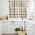 thumbnail image 3 of Black Buffalo Plaid Kitchen Curtains Valances and Tiers Set of 3 Farmhouse Vintage Linen Black Stripes Tier Curtains and Valance with Rod Pocket for Small Windows, 27.5"x36", 3 of 9