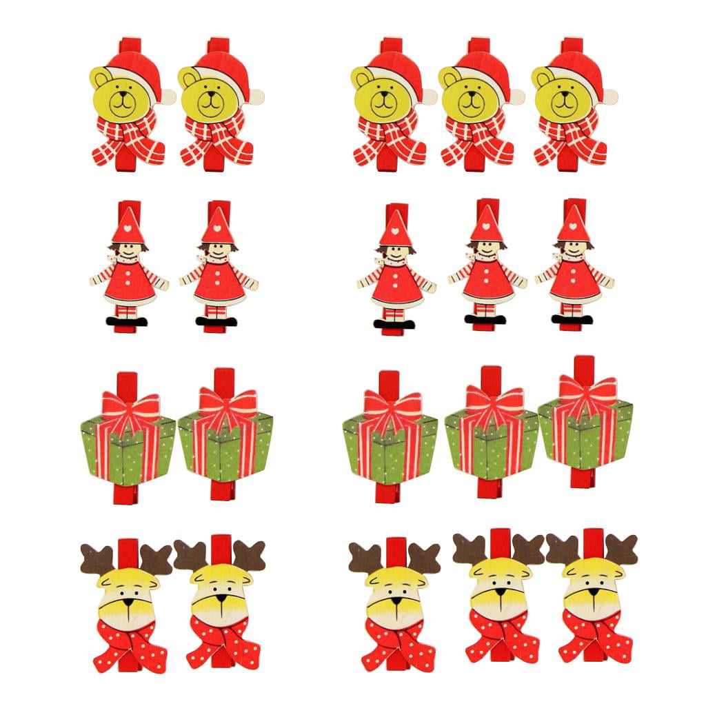 1-20 Place Name Card Holders Christmas Clip Santa Clothes Peg Xmas Decoration 