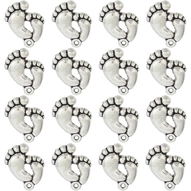 1 CAJA DE 60 UNIDADES DE AMORTIGUADORES DE PLATA CON FORMA DE PIES, AMOR A GRANEL, AMOR A GRANEL DE PLATA TIBIA, AMOR A GRANEL DE AMOR A GRANEL CON FORMA DE PIES, AMOR A GRANEL DE PRIMER PASO