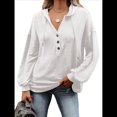 thumbnail image 3 of Sudadera con Capucha y Botones para Mujer, con Cuello en V, Larga y Cordón Ajustable. Camisetas Henley. S, 3 of 8