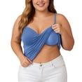 thumbnail image 3 of YAYUBA Camisole Tank Top for Women with Built-in Padded Shelf Bra Support,Spaghetti Strap Layering Camis, Basic Undershirt,Blue,S, 3 of 8