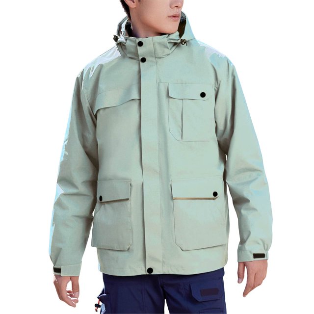 uikmnh Jackets For Men,Male Detachable Two Piece Jacket Outdoor Windproof Hooded Jacket,Size 3XL