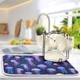 thumbnail image 5 of Yayeee Dish Drying Mat for Kitchen Counter 16"x18" Microfiber Absorbent Pad, Dark Blue Jellyfish Pattern, 5 of 7