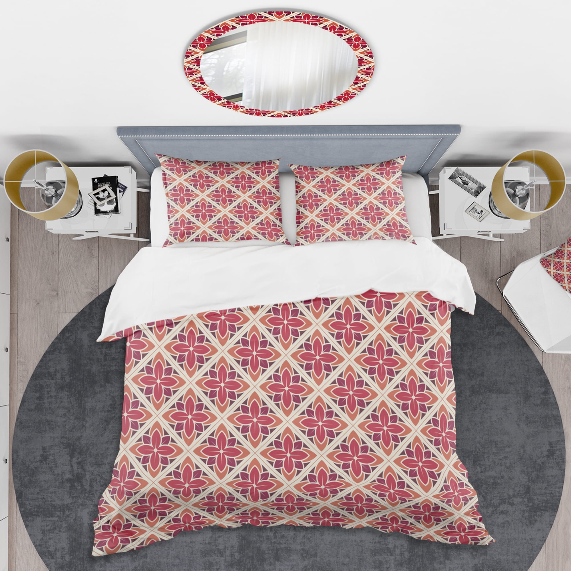 Designart 'Retro Floral Pattern VI' Mid-Century Modern Duvet Cover Set