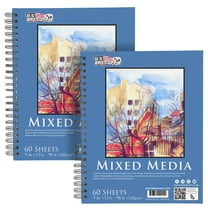 U.S. Art Supply 9" x 12" Mixed Media Paper Pad Sketchbook, 2 Pack, 60 Sheets, 98 lb (160 gsm) - Spiral-Bound, Perforated, Acid-Free - Artist Sketching, Drawing, Painting Watercolor, Acrylic, Wet & Dry