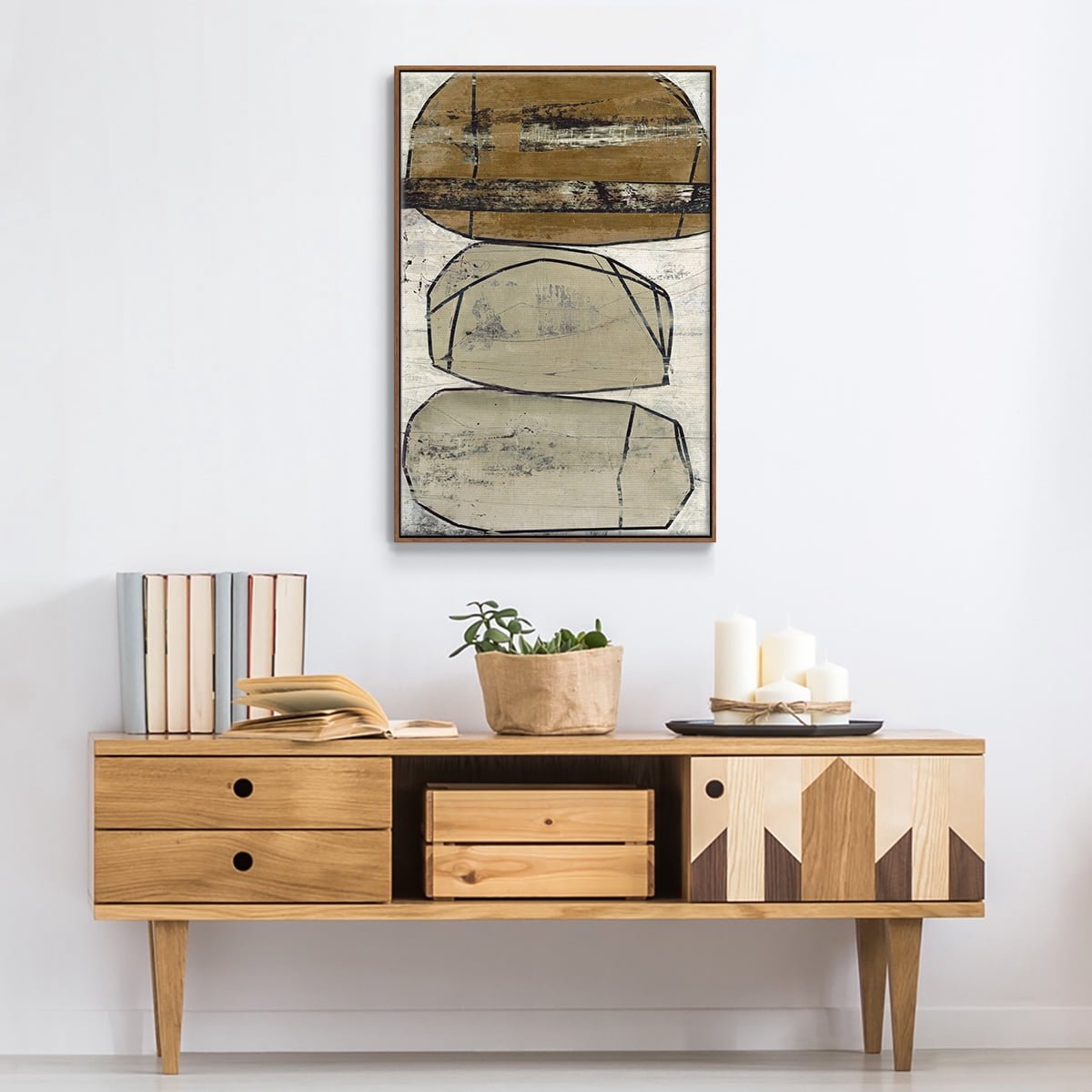 Dim Sum I Framed Premium Gallery Wrapped Canvas - Ready to Hang - 17 x 25 - Walnut Floating Frame