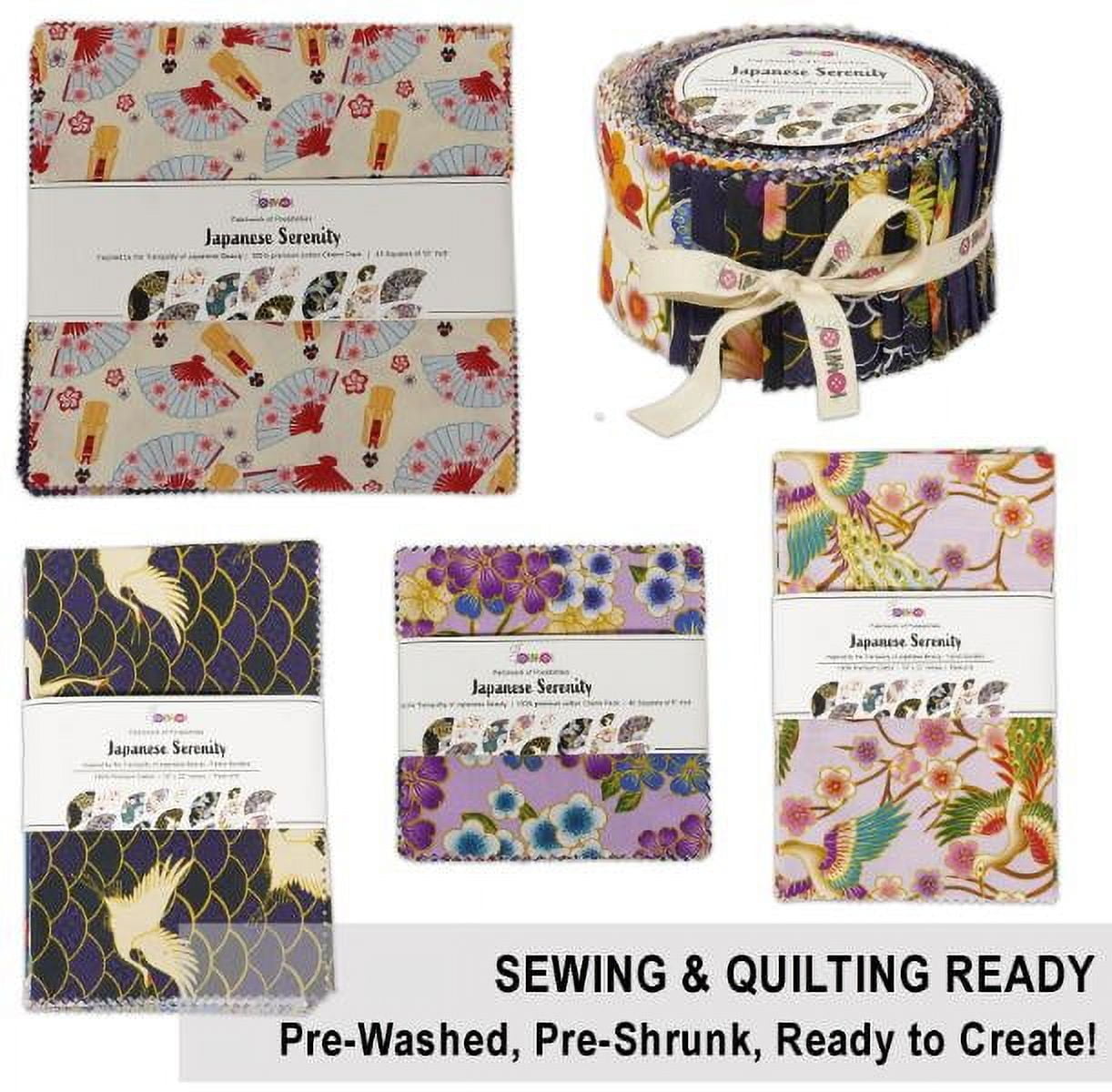 Soimoi Jelly Roll Fabric Strips for Quilting, Precut Fabric for DIY, 40 Strip Assorted Bundle, Jelly Roll For Scrapbooking, Perfect Quilting Fabric for Sewing, Craft, Home Decor- Japanese Serenity