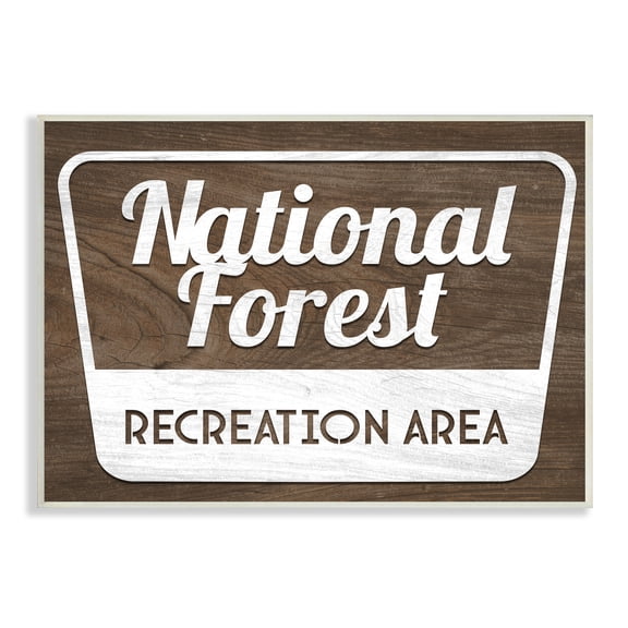 Stupell Industries National Forest Recreation Rustic Grain Pattern Sign Graphic Art Unframed Art Print Wall Art, 19x13, by Lil' Rue