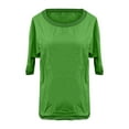 thumbnail image 4 of ManxiVoo Womens Casual Short Sleeve Crewneck T-Shirt with Cotton Linen Blend Panels Breathable Comfort Top M Size Green, 4 of 4
