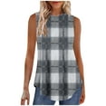 thumbnail image 2 of TKYCMSUAKI Womens Tank Tops Fashion Plaid Round Neck Sleeveless Shirts Comfy Color Block Blouses Summer Loose Fit Casual Tee, 2 of 7