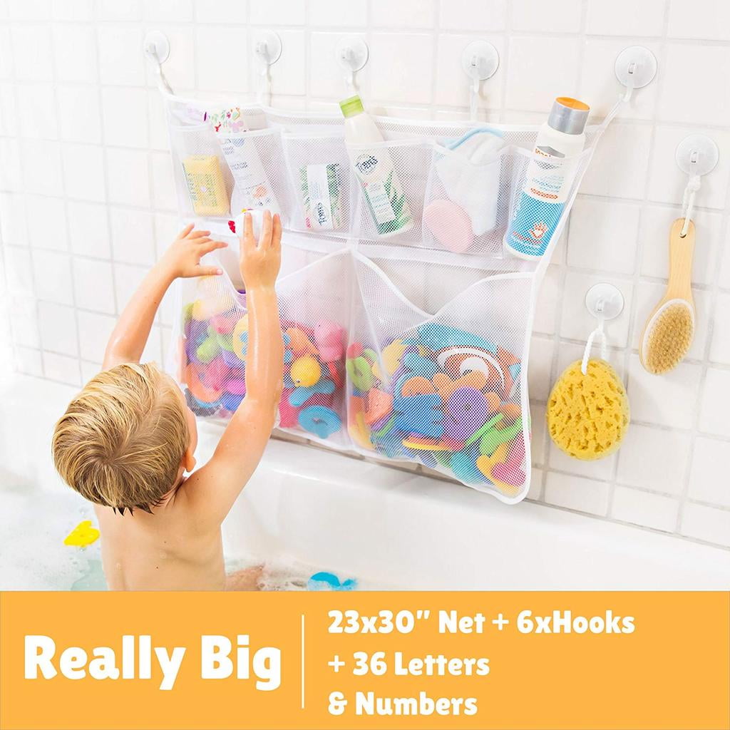 Really Big Tub Cubby Bath Toy Organizer Keep Toys Dry + 36 Soft ABCs