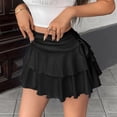 thumbnail image 5 of Vibrex Women's Summer Dress Women's Solid Color Skirt Women's High Waist Mini Skirt Lace Ruffle Short Skirt Perfect For Dancing,Dating,Dinners,Travel And Vacations_Black_L, 5 of 10