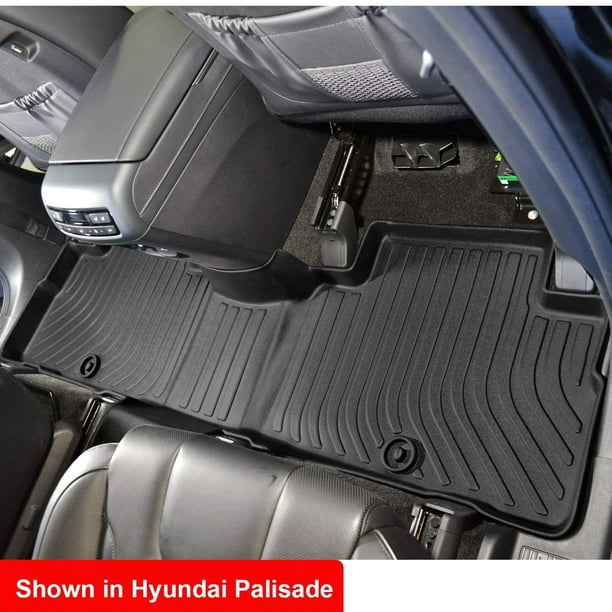 Revêtement de sol de voiture 3D Findway F100 (caoutchouc TPE) pour Hyundai  Palisade 2020-2021 7 ou 8 places, toutes saisons, mesure numérique,  ajustement personnalisé, étanche. Garantie 3 ans. pour 1ère, 2ème et