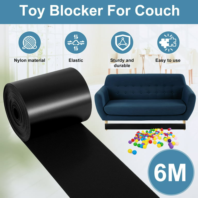 Jokapy Under Sofa Toy Blockers, 20ft Under Bed Gap Blocker Bumper for Pets,  Black 