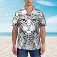 thumbnail image 2 of Pofeuu Intricate Cat Mandala Print Hawaiian Shirt for Men Sleeves Casual Button Down Summer Beach Dress Shirts T-Shirts,, 2 of 7
