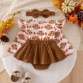 thumbnail image 6 of Douhoow Baby Girl Christmas Dress Thanksgiving Turkey Romper Infant Long Sleeve Jumpsuit Headband, 6 of 9