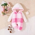 thumbnail image 2 of YDFCWXW Baby Girls Plaid Outfits Fleece Jumpsuit Winter Warm Long Sleeve Zip Hooded Bodysuit Bowknot (Red, 9-12 Months), 2 of 7