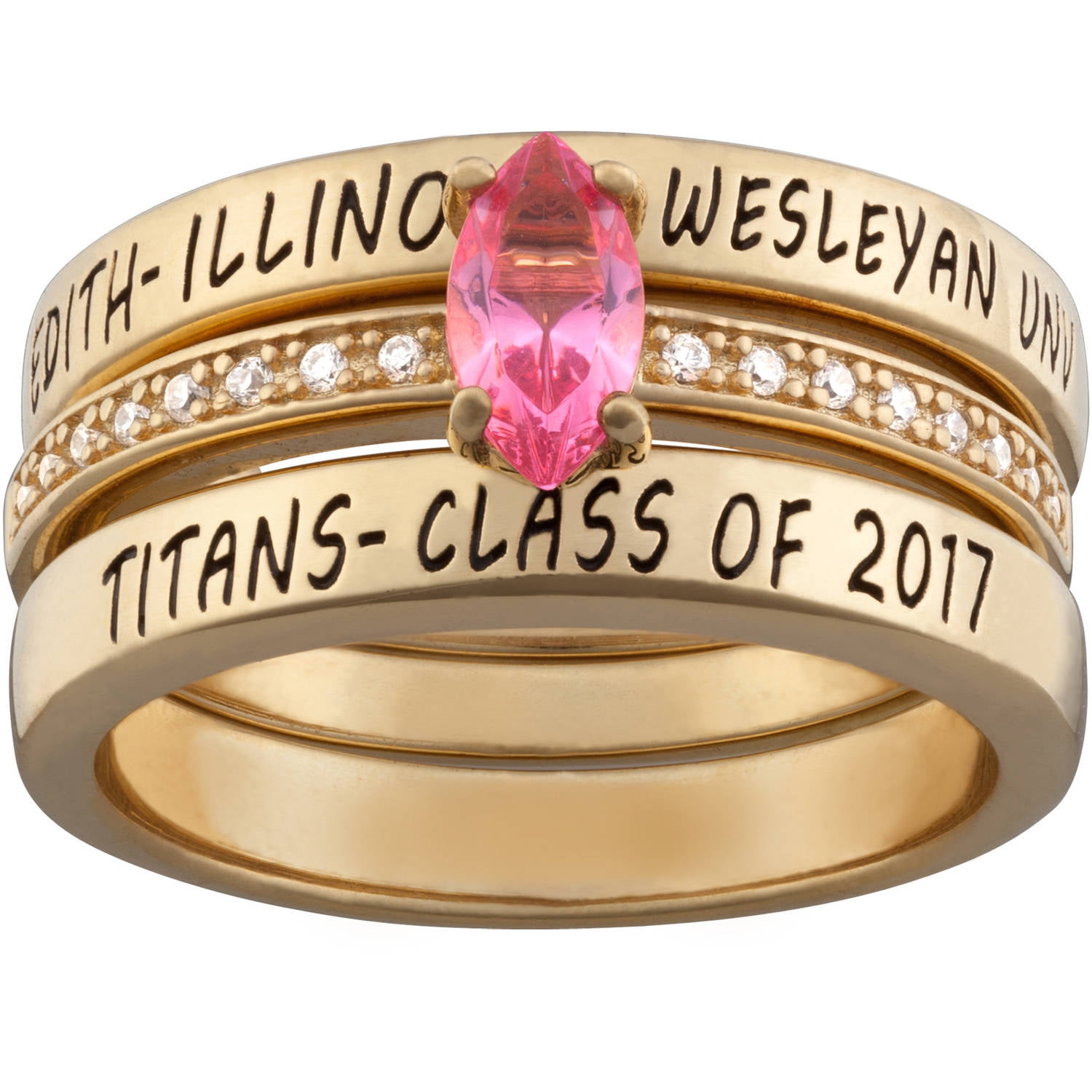 Freestyle Class Rings - Personalized Women's 18kt Gold Plated Sterling