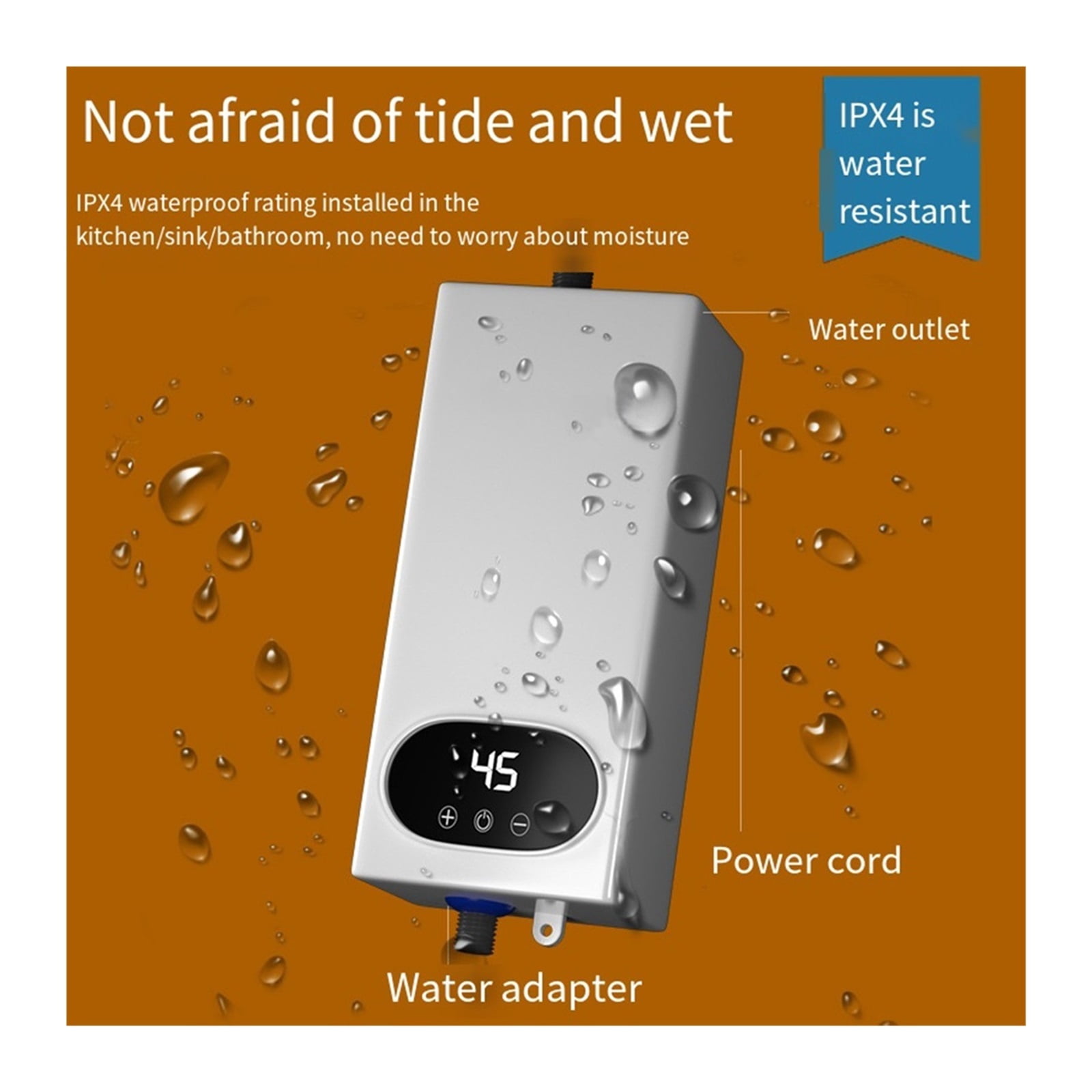 5500W Tankless Water Heater Electric Electric Water Heater Digital Display Instant Hot Water Heater LCD Touch Screen ,Compact Design