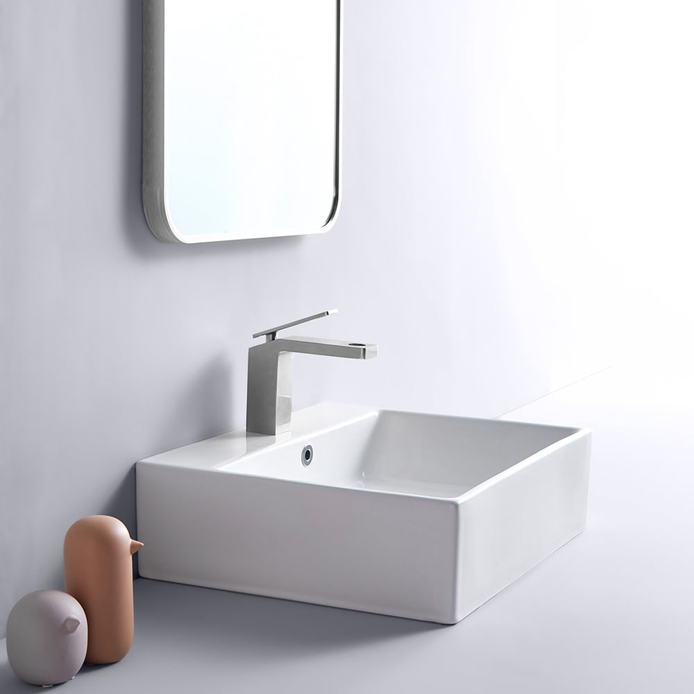 Details about   Bathroom Ceramic Vessel Sink W/ Faucet Pop-up Drain Combo Rectangular White New