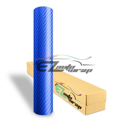 EZAUTOWRAP 4D Semi Gloss Blue Carbon Fiber Car Vinyl Wrap Sticker Decal Film Sheet Decoration With Air Release