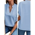 thumbnail image 2 of Women'S Chiffon Blouse Shirt V Neck Dressy Tunic Tops Blue L, 2 of 5