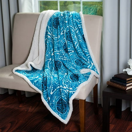 Somerset Home Printed Coral Soft Fleece Sherpa Throw Blanket