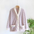 thumbnail image 2 of NAFUU Womens Fuzzy Pajamas Tops Fleece Winter Warm Coats Coral Velvet Button Down Sleepwear Top Thick Plush House Coats Cozy Flannel Outerwear Xmas Pjs Sleepwear, 2 of 3