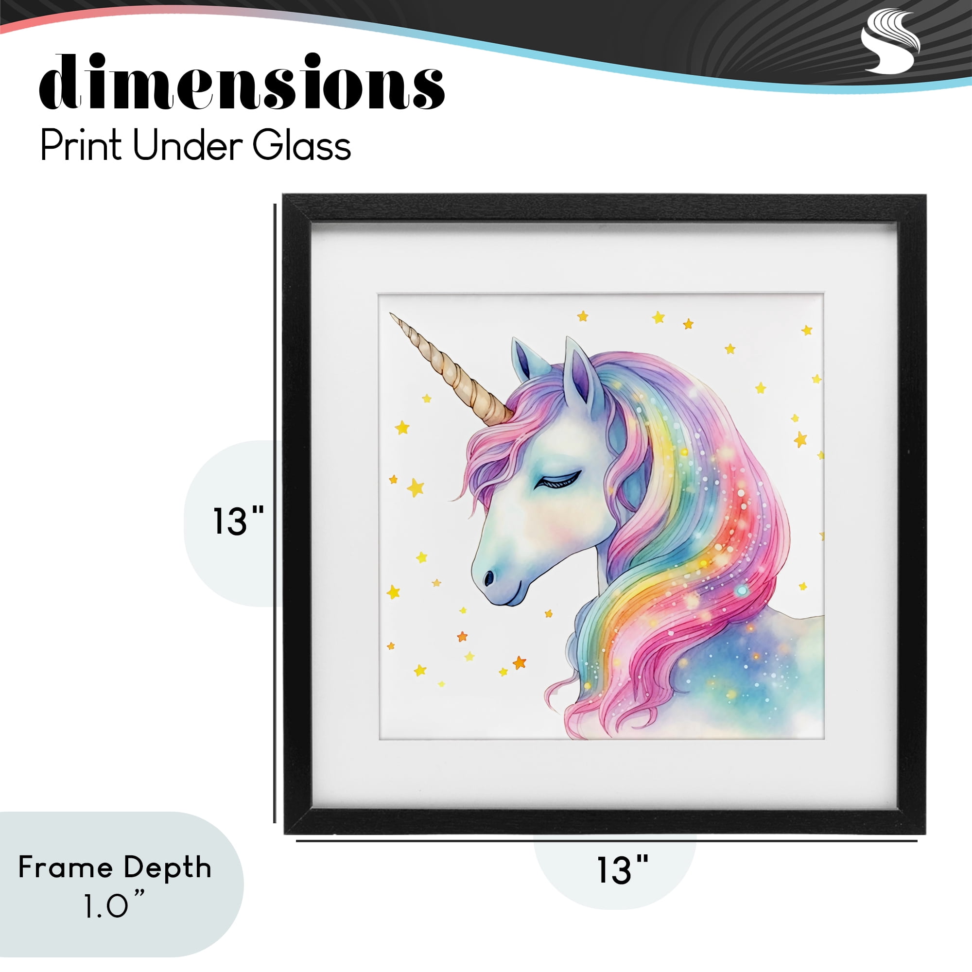 Stupell Industries Enchanted Rainbow Mane Unicorn Black Framed Print Under Glass, design by Creative Studio