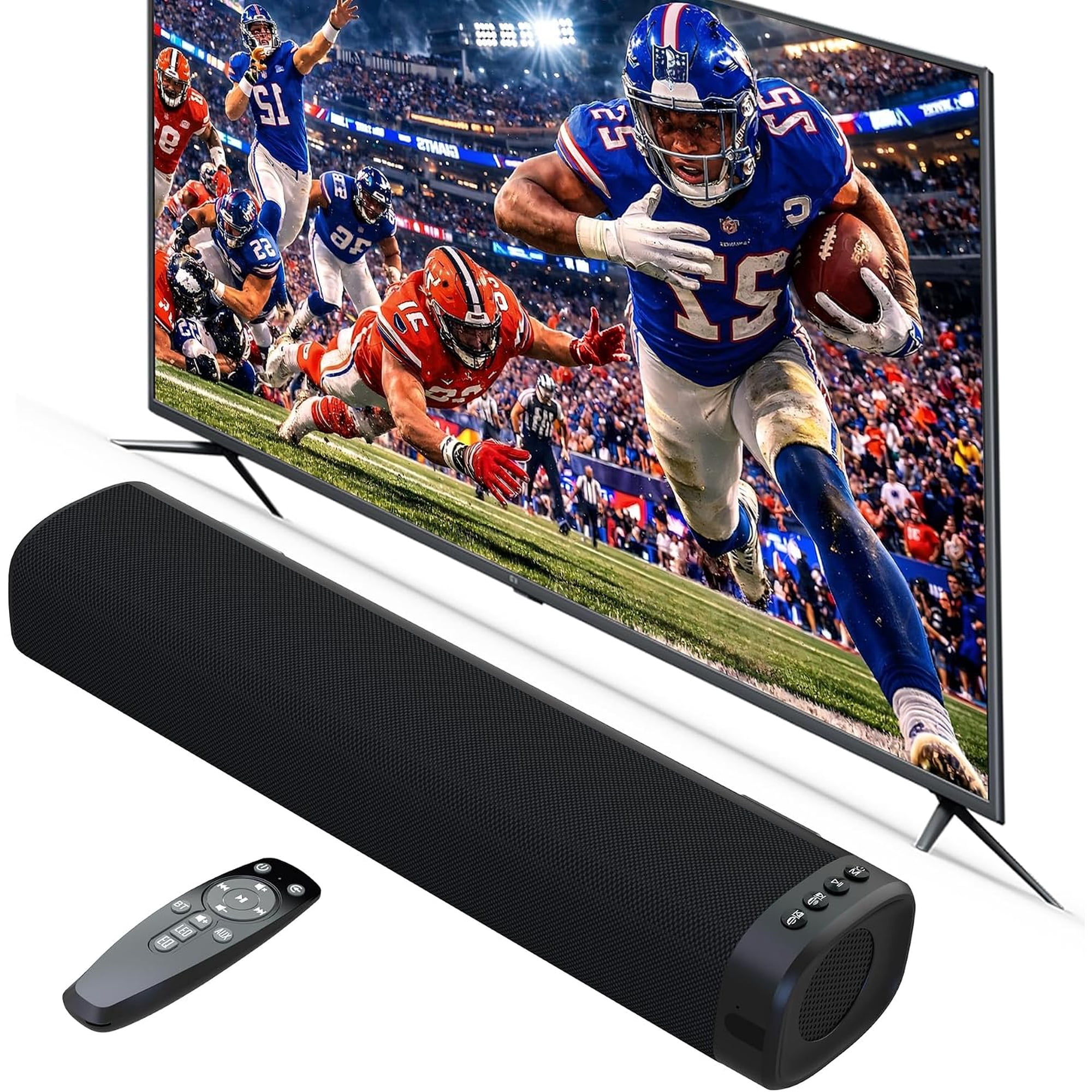 Sound Bar – 50W, Sound Bar for Smart TV, Sound Bar with Bluetooth 5.0, Optical/AUX Connectivity, Remote Control, Wall-Mountable Home Theater Audio, Compatible with TV, PC, and Phone