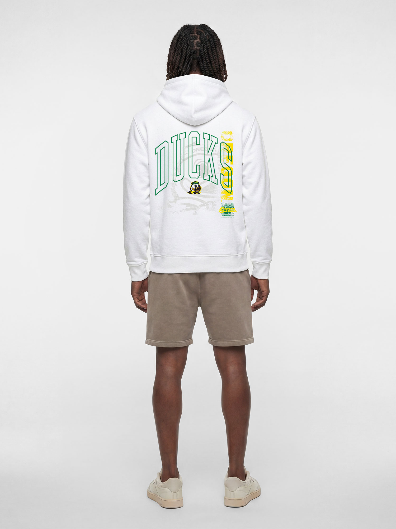 Oregon Ducks Reebok Mens White Hooded Sweatshirt