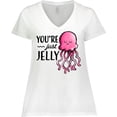 thumbnail image 3 of Inktastic You're Just Jelly with Pink Jellyfish Women's Plus Size V-Neck T-Shirt, 3 of 5