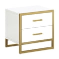 thumbnail image 6 of ModFusion Modern Nightstand with 2 Spacious Drawers and Metal Frame for Bedroom and Living Room, White and Gold, 6 of 8