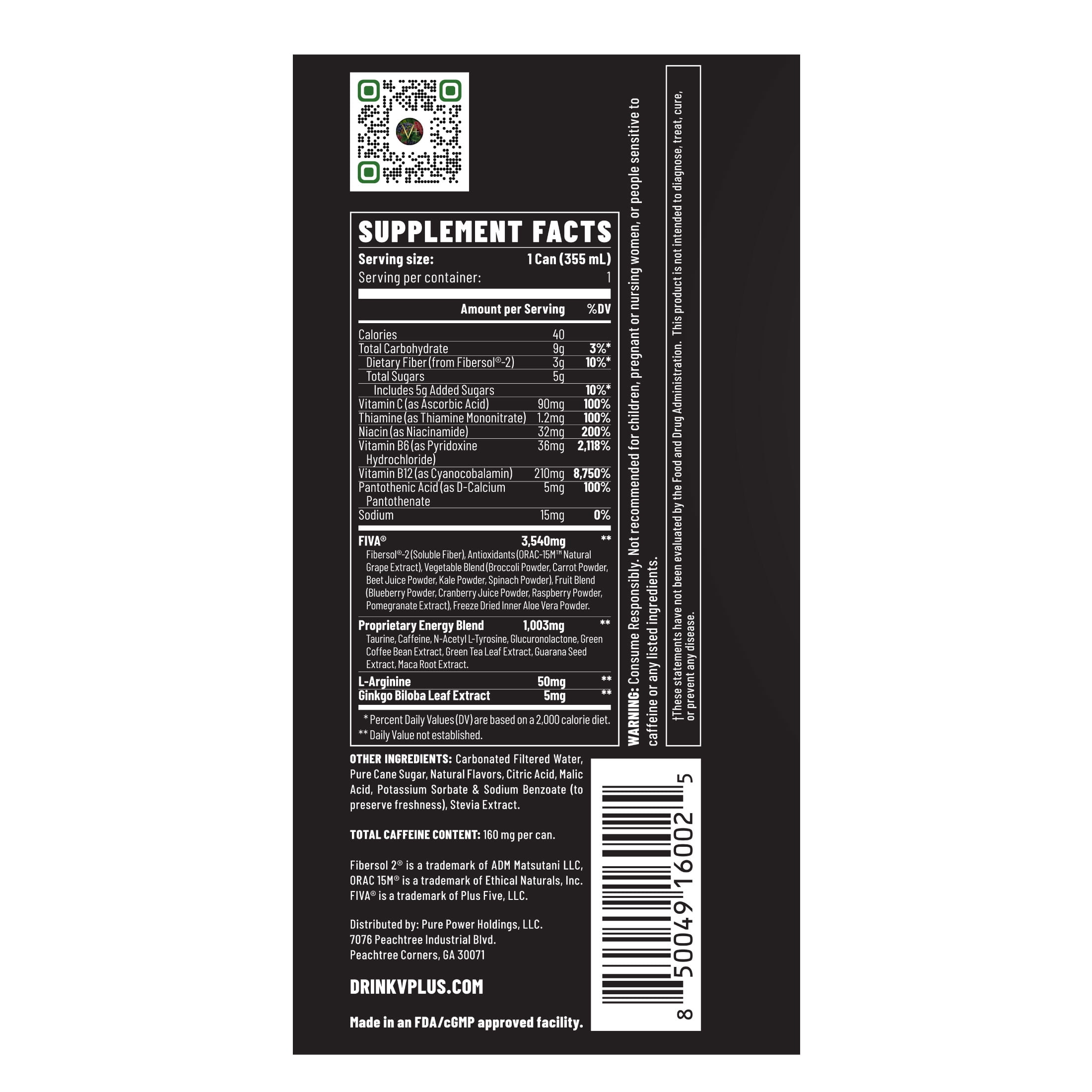 VPlus Energy Tropical Punch Natural Energy Drink, 12 oz 12 pack cans