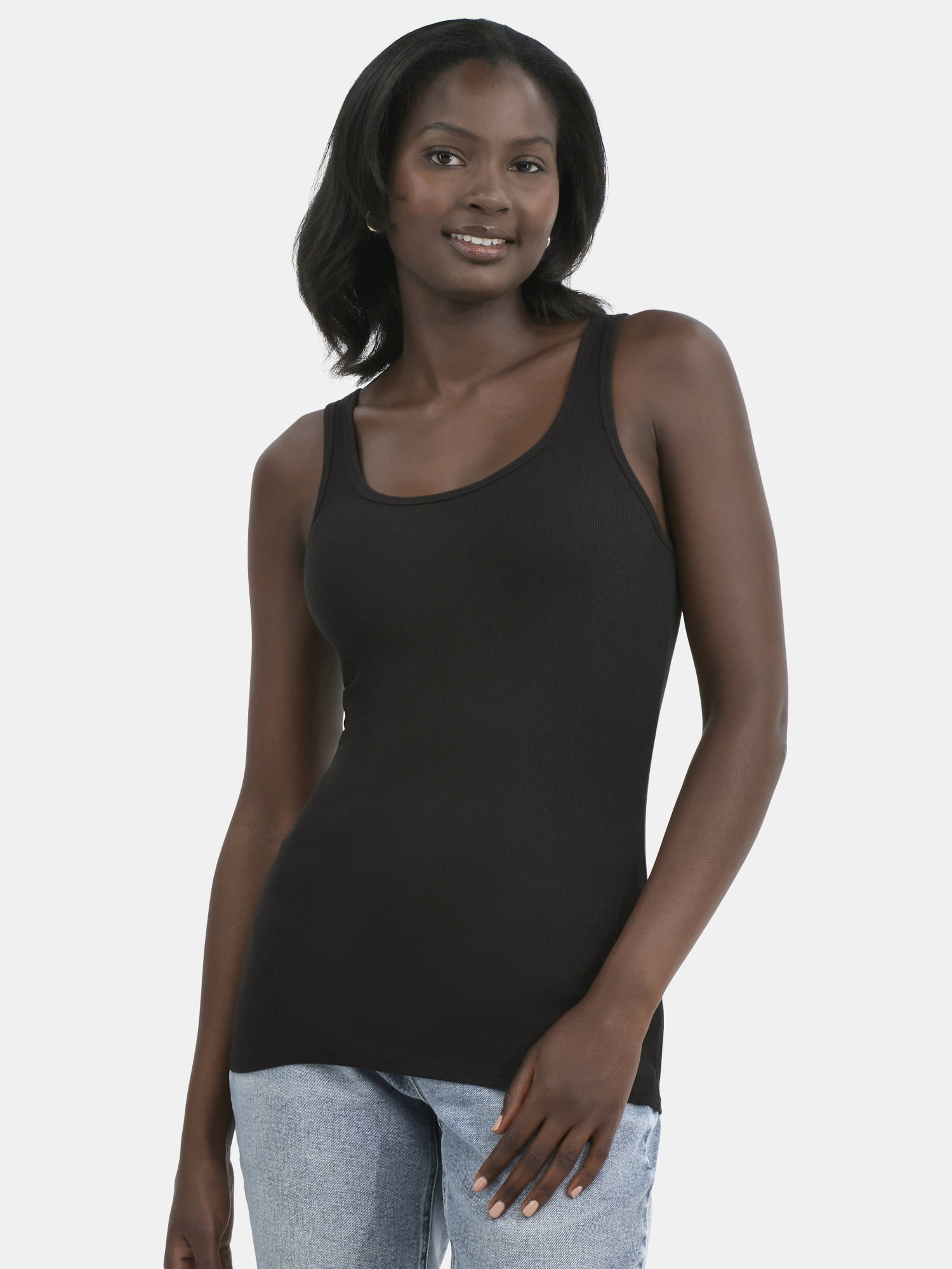 Time and Tru Women's Rib Tank Top, 2-Pack, Sizes XS-XXXL