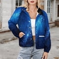 thumbnail image 3 of Jackets for Women Winter Coat Jackets Flannel Stand Collar Jacket(Stars in The Sky,Size:S-4XL), 3 of 7